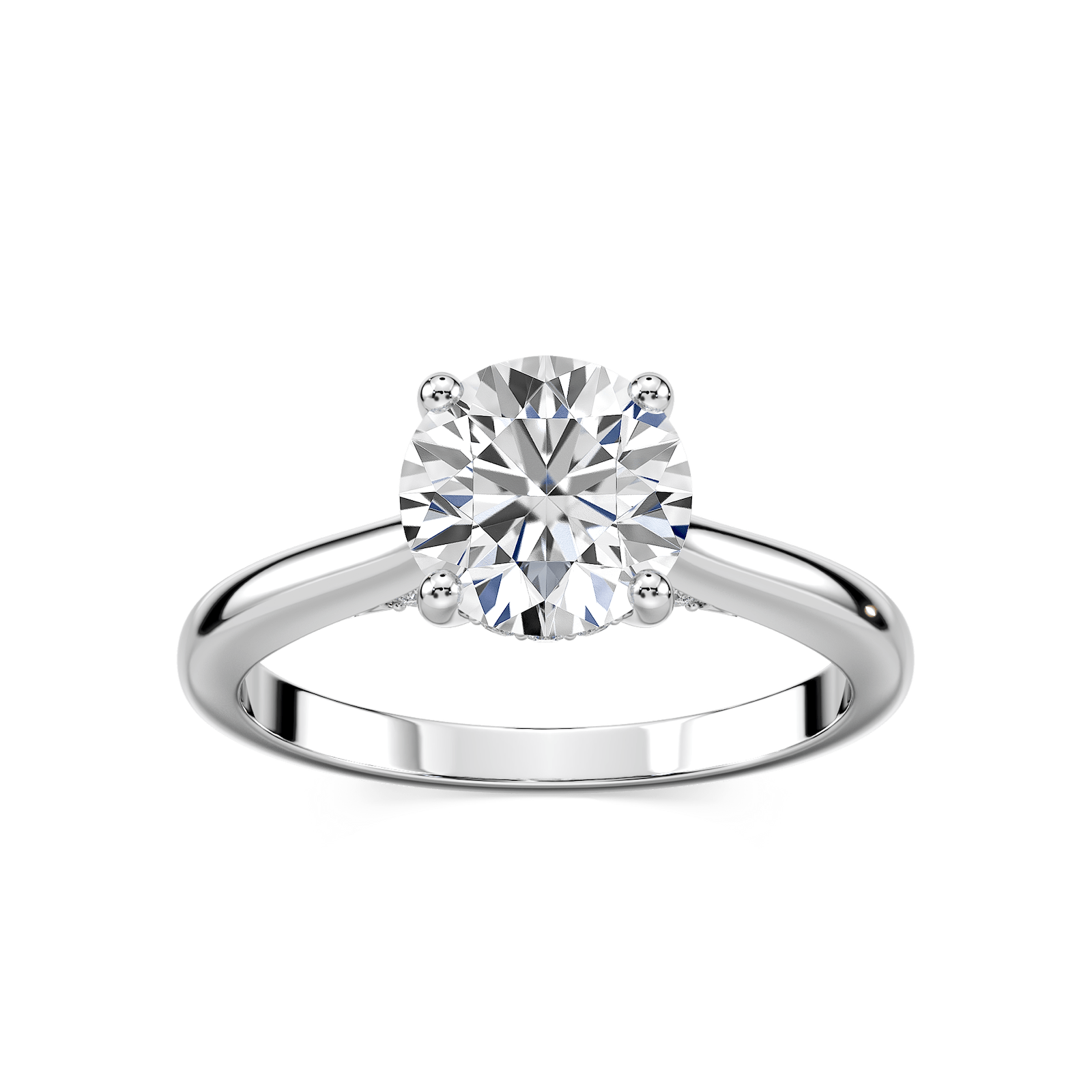 Vivian Round Lab Grown Diamond Arch Hidden Halo Engagement Ring