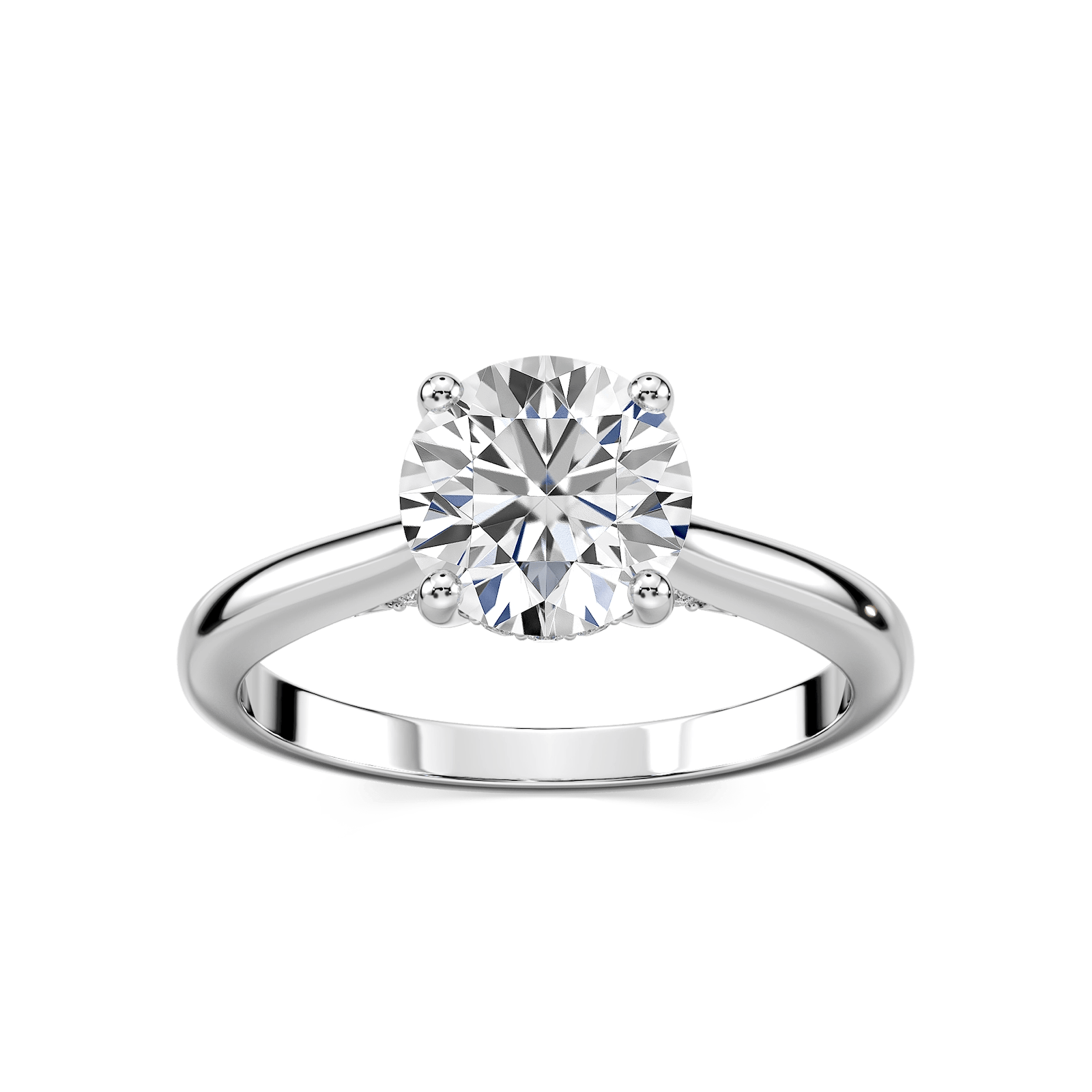 Vivian Round Lab Grown Diamond Arch Hidden Halo Engagement Ring