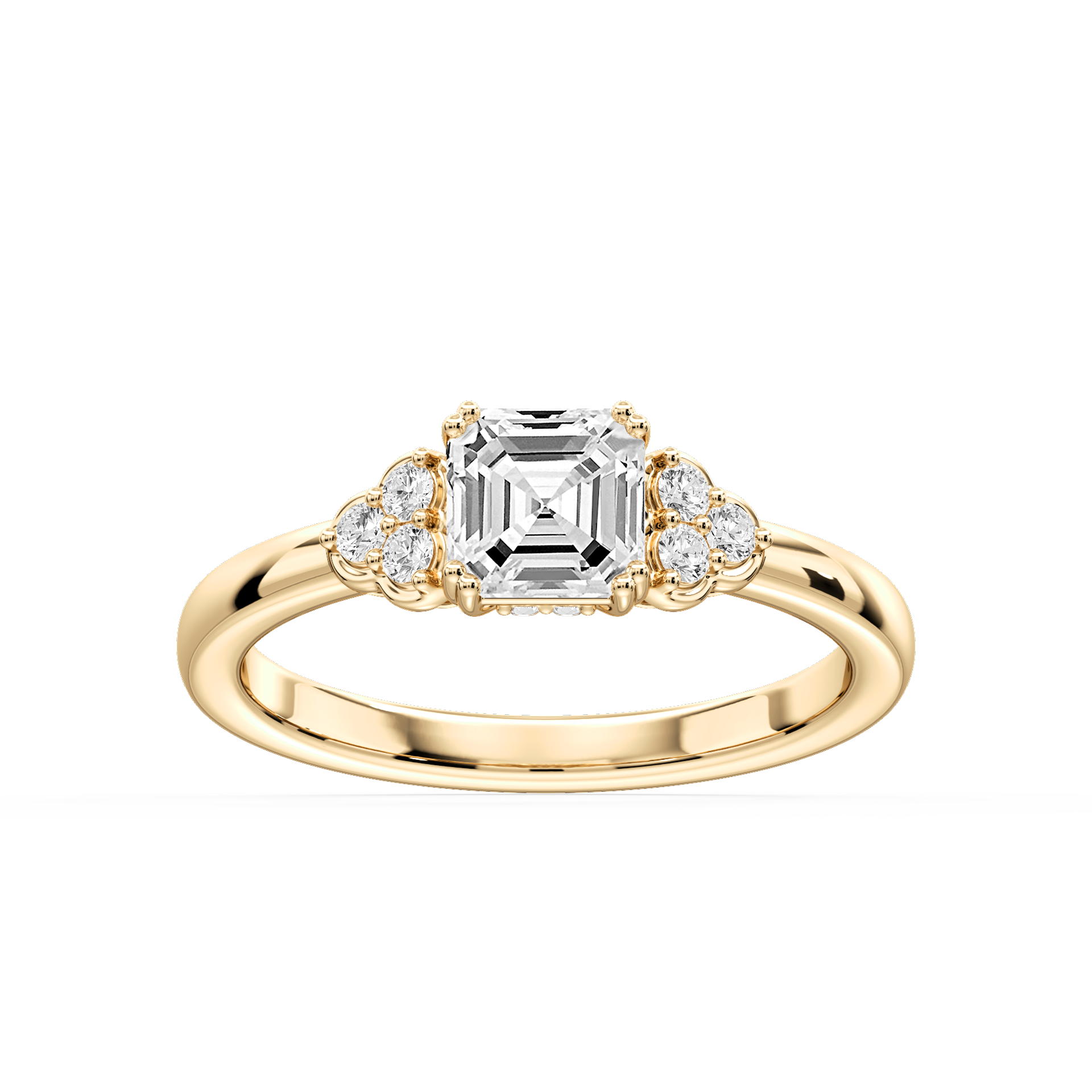 Viviana Asscher Lab Grown Diamond Double Prong Side Stone Engagement Ring