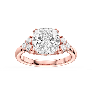 Viviana Cushion Lab Grown Diamond Double Prong Side Stone Engagement Ring