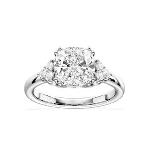 Viviana Cushion Lab Grown Diamond Double Prong Side Stone Engagement Ring