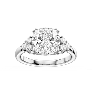 Viviana Cushion Lab Grown Diamond Double Prong Side Stone Engagement Ring