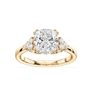 Viviana Cushion Lab Grown Diamond Double Prong Side Stone Engagement Ring