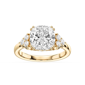 Viviana Cushion Lab Grown Diamond Double Prong Side Stone Engagement Ring