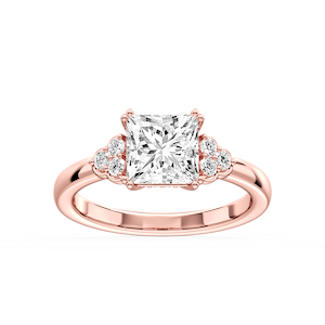 Viviana Cushion Lab Grown Diamond Double Prong Side Stone Engagement Ring