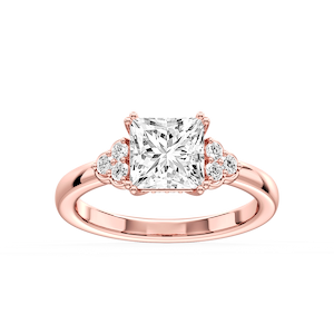 Viviana Princess Lab Grown Diamond Double Prong Side Stone Engagement Ring