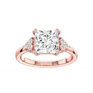 Viviana Cushion Lab Grown Diamond Double Prong Side Stone Engagement Ring
