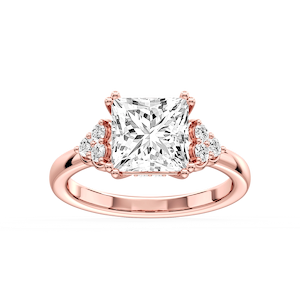 Viviana Princess Lab Grown Diamond Double Prong Side Stone Engagement Ring