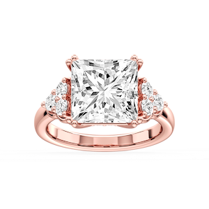 Viviana Cushion Lab Grown Diamond Double Prong Side Stone Engagement Ring