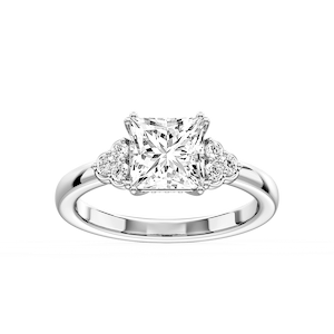 Viviana Cushion Lab Grown Diamond Double Prong Side Stone Engagement Ring