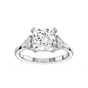 Viviana Cushion Lab Grown Diamond Double Prong Side Stone Engagement Ring