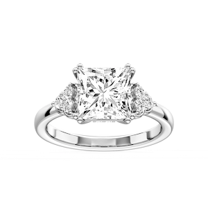 Viviana Princess Lab Grown Diamond Double Prong Side Stone Engagement Ring
