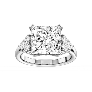 Viviana Cushion Lab Grown Diamond Double Prong Side Stone Engagement Ring