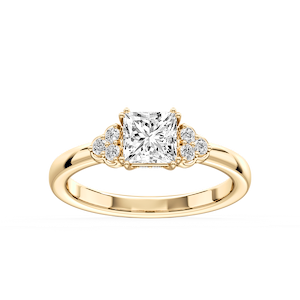 Viviana Cushion Lab Grown Diamond Double Prong Side Stone Engagement Ring