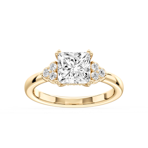 Viviana Cushion Lab Grown Diamond Double Prong Side Stone Engagement Ring