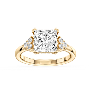 Viviana Cushion Lab Grown Diamond Double Prong Side Stone Engagement Ring
