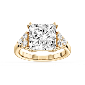 Viviana Cushion Lab Grown Diamond Double Prong Side Stone Engagement Ring