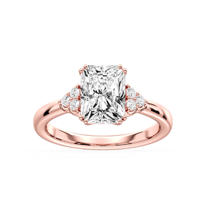 Viviana Radiant Lab Grown Diamond Double Prong Side Stone Engagement Ring