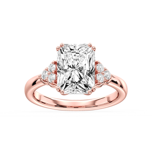 Viviana Radiant Lab Grown Diamond Double Prong Side Stone Engagement Ring