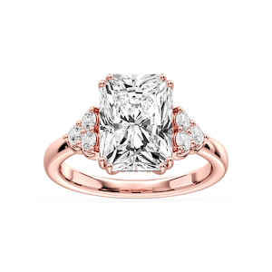 Viviana Radiant Lab Grown Diamond Double Prong Side Stone Engagement Ring