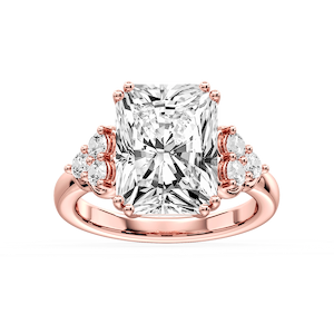 Viviana Radiant Lab Grown Diamond Double Prong Side Stone Engagement Ring