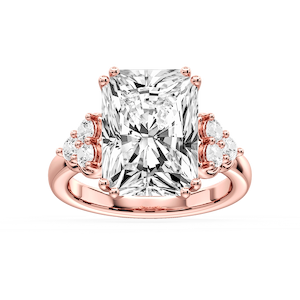 Viviana Radiant Lab Grown Diamond Double Prong Side Stone Engagement Ring