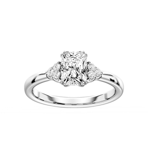 Viviana Radiant Lab Grown Diamond Double Prong Side Stone Engagement Ring