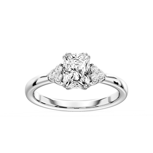 Viviana Radiant Lab Grown Diamond Double Prong Side Stone Engagement Ring