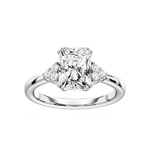 Viviana Radiant Lab Grown Diamond Double Prong Side Stone Engagement Ring