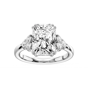 Viviana Radiant Lab Grown Diamond Double Prong Side Stone Engagement Ring