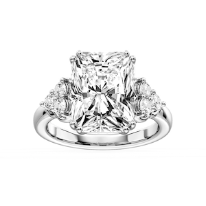 Viviana Radiant Lab Grown Diamond Double Prong Side Stone Engagement Ring