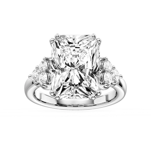 Viviana Radiant Lab Grown Diamond Double Prong Side Stone Engagement Ring