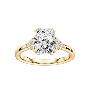 Viviana Radiant Lab Grown Diamond Double Prong Side Stone Engagement Ring