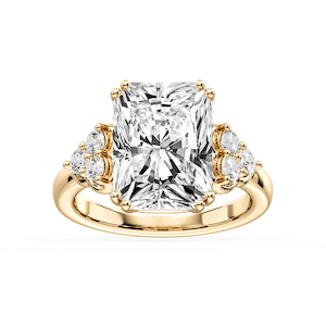 Viviana Radiant Lab Grown Diamond Double Prong Side Stone Engagement Ring