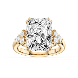 Viviana Radiant Lab Grown Diamond Double Prong Side Stone Engagement Ring
