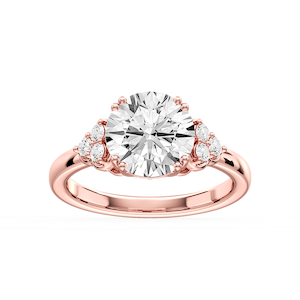Viviana Round Lab Grown Diamond Double Prong Side Stone Engagement Ring