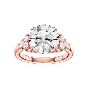 Viviana Round Lab Grown Diamond Double Prong Side Stone Engagement Ring
