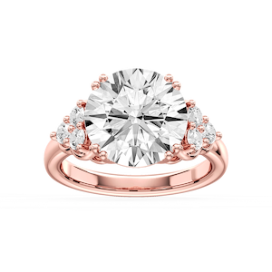 Viviana Round Lab Grown Diamond Double Prong Side Stone Engagement Ring