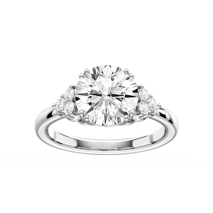 Viviana Round Lab Grown Diamond Double Prong Side Stone Engagement Ring