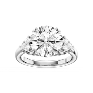 Viviana Round Lab Grown Diamond Double Prong Side Stone Engagement Ring