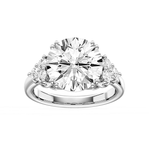 Viviana Round Lab Grown Diamond Double Prong Side Stone Engagement Ring