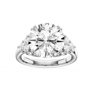 Viviana Round Lab Grown Diamond Double Prong Side Stone Engagement Ring