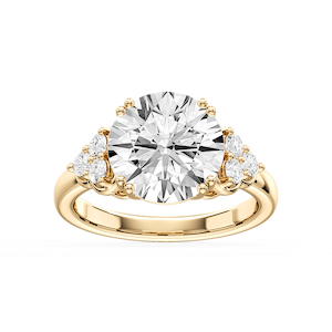 Viviana Round Lab Grown Diamond Double Prong Side Stone Engagement Ring