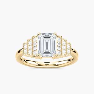 Vivienne Emerald Lab Grown Diamond Vintage Antique Side Stone Engagement Ring