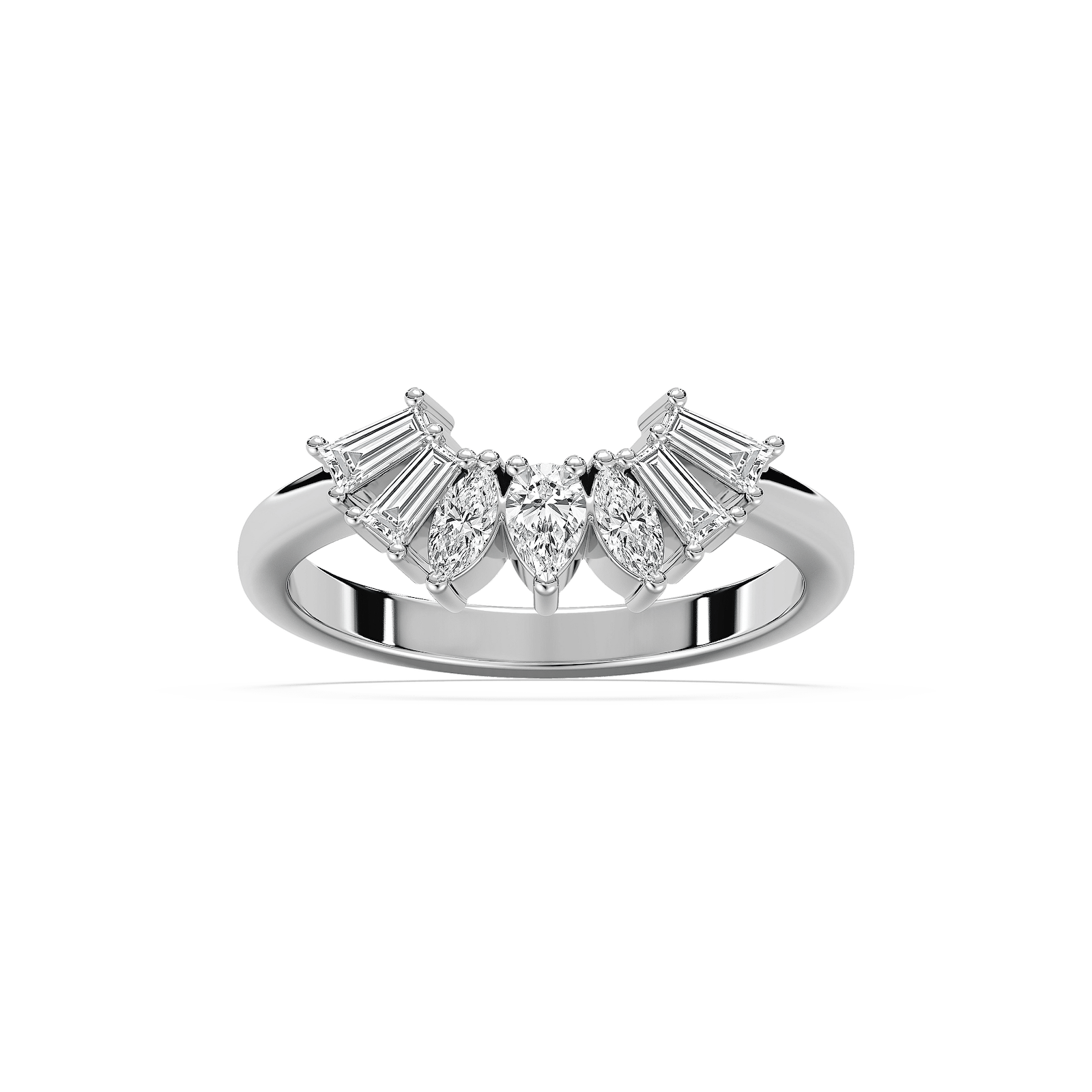 Shown in 14k Yellow Gold|Lab grown diamond accented wedding band with contour design set in 14k yellow gold