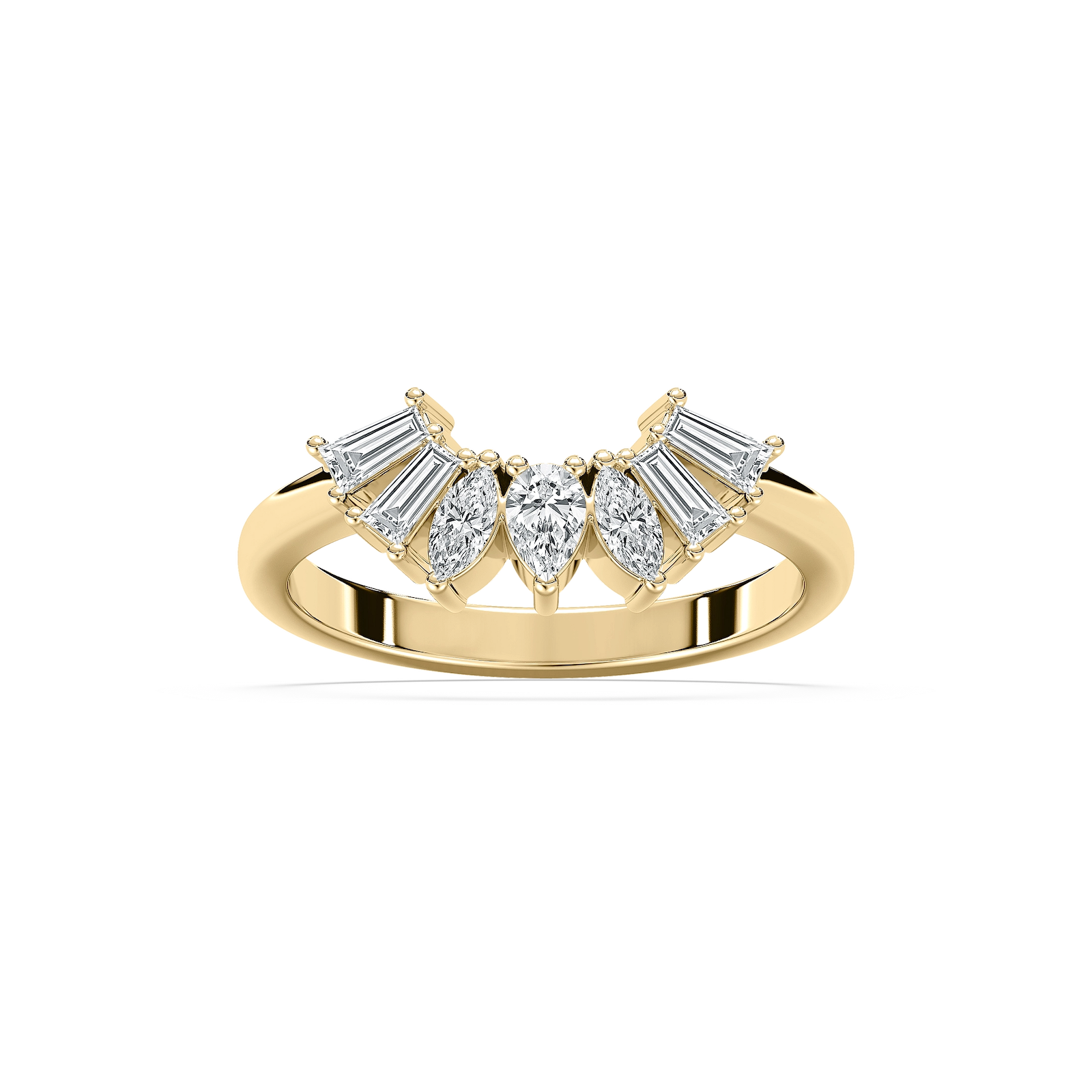 Cassidy 1/2 ctw Pear, Marquise and Baguette Lab Grown Diamond Fan Curved Band
