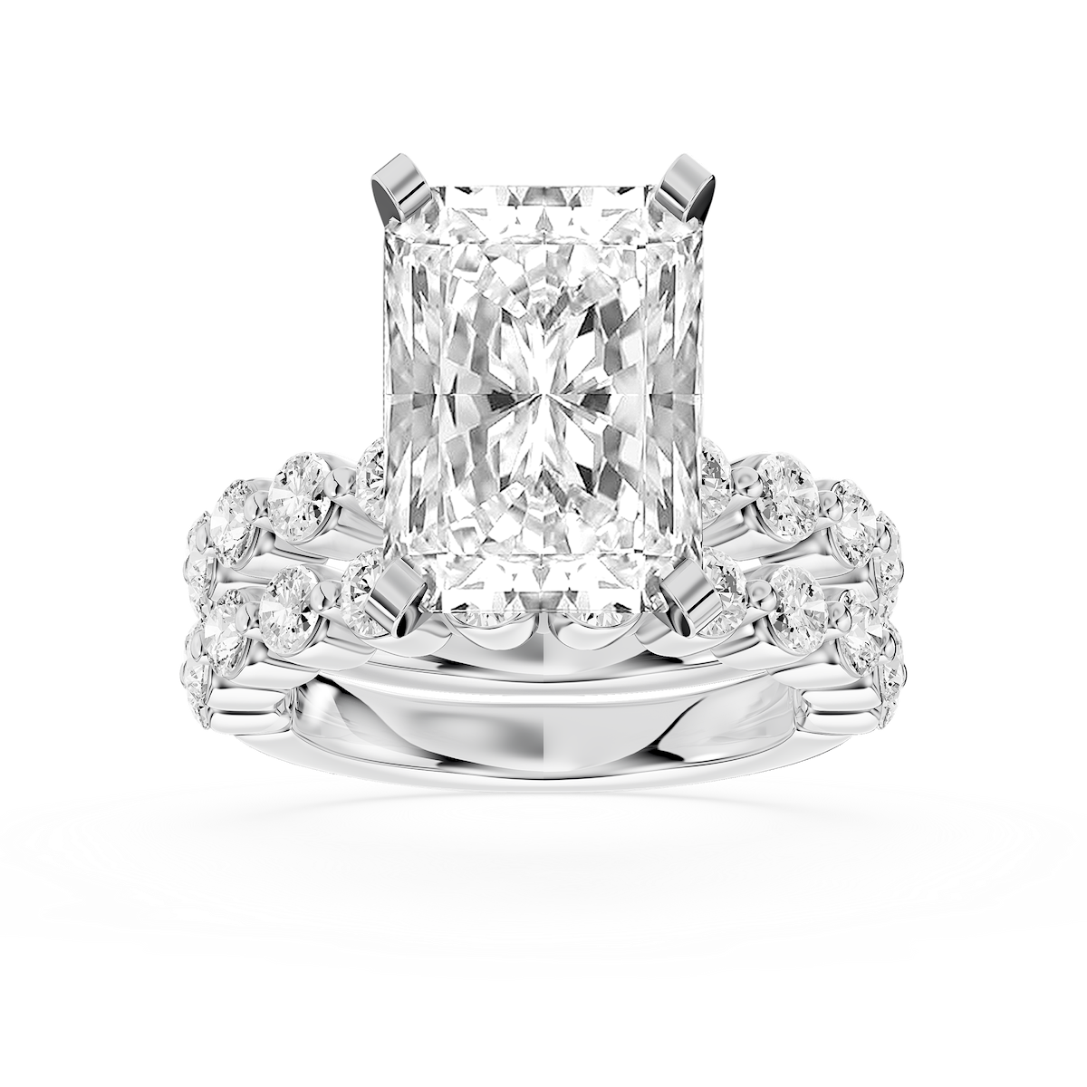 Willow 8 ⅝ ctw Radiant Lab Grown Diamond Shared Prong Side Stone Bridal Set
