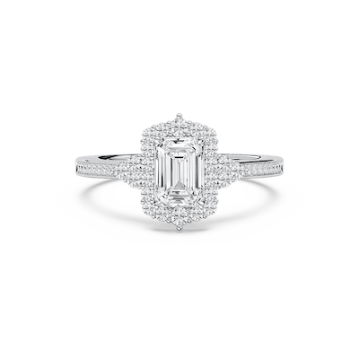 Yara 1 ²⁄₅ ctw Emerald Lab Grown Diamond Channel Set Halo Engagement Ring
