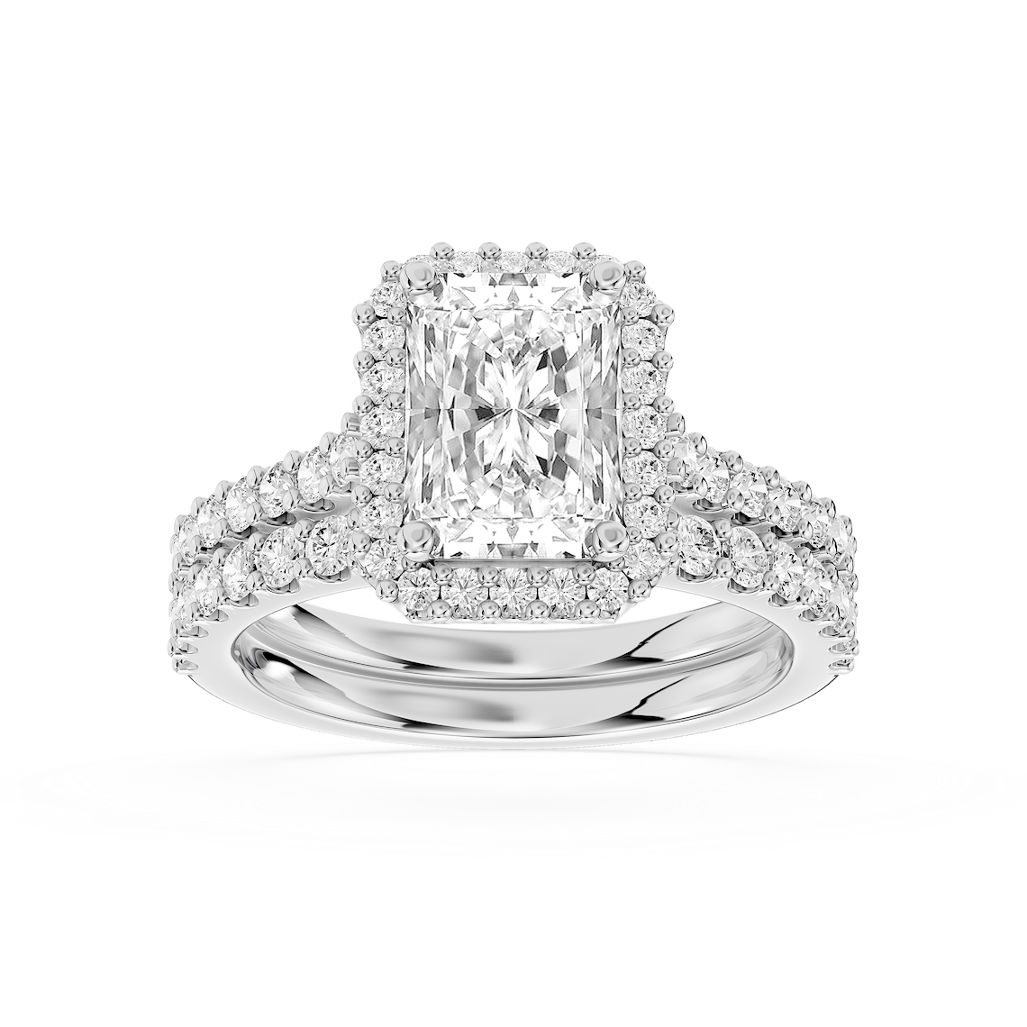 Zoey 2 ⅓ ctw Radiant Lab Grown Diamond Shared Prong Halo Bridal Set