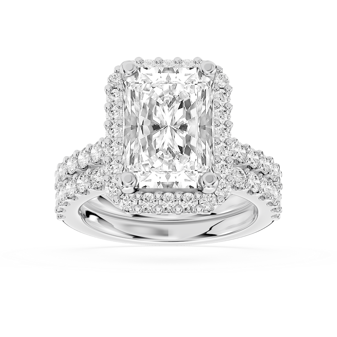 Zoey 5 ⅙ ctw Radiant Lab Grown Diamond Shared Prong Halo Bridal Set